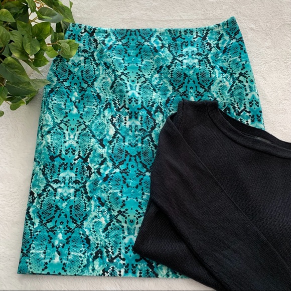 ❤️🔥❤️🔥HP❤️🔥❤️🔥Liz Claiborne teal and black fully lined skirt. Size 6P. - Picture 3 of 6